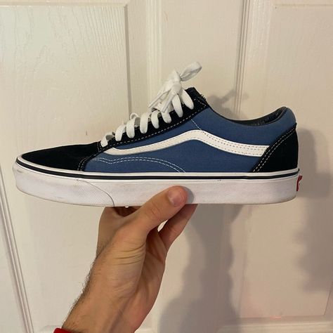 MENS Vans Shoes Blue/Black Vans Aesthetic, Mens Vans Shoes, Blue Vans, Vans Blue, Shoes Blue, Vans Black, Mens Vans, Vans Old Skool, Vans Old Skool Sneaker