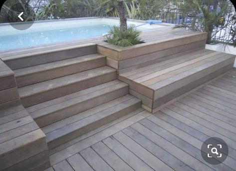 Ideas Backyard Patio, Oberirdischer Pool, Backyard Patio Ideas, Small Patio Decor, Above Ground Pool Landscaping, Deck Stairs, Above Ground Pool Decks, Have Inspiration, Decks Backyard