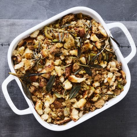 Classic Sage and Rosemary Stuffing | Williams Sonoma Rosemary Stuffing Thanksgiving, Rosemary Stuffing, Simple Stuffing, Turkey And Gravy, William Sonoma Recipes, Easy Recipes Dinner, Sage And Rosemary, Sage Stuffing, Thanksgiving Stuffing Recipes