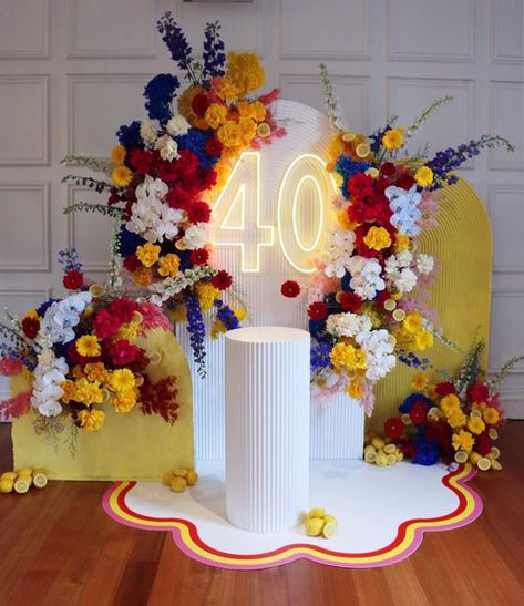 Event Booth, Dream Wedding Decorations, 40th Birthday Decorations, Cute Birthday Ideas, Boy Christening, Event Signage, Backdrop Decorations, Flower Backdrop, Birthday Dinners