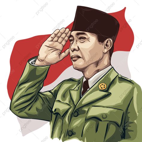 Pahlawan Nasional, Bung Karno, Football Illustration, 10 November, 17 Agustus, Propaganda Art, National Heroes, Picture Illustration, Simple Illustration