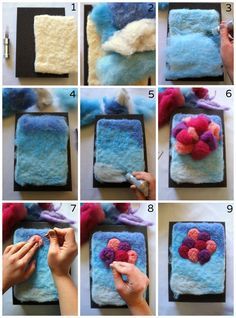 Felting Painting Ideas, Felted Paintings Ideas, 2d Felting, Felt Painting, Tovad Ull, Needle Felting Tutorial, Felted Soap, Needle Felting Diy, Wool Felt Projects