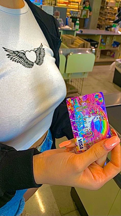 Cute Credit Card Design Aesthetic, Lisa Frank Aesthetic Outfit, Pink Credit Card Aesthetic, Aesthetic Credit Card Design, Credit Card Design Aesthetic, Lisa Frank Outfit, Aesthetic Credit Card, Credit Card Aesthetic, Lisa Frank Aesthetic