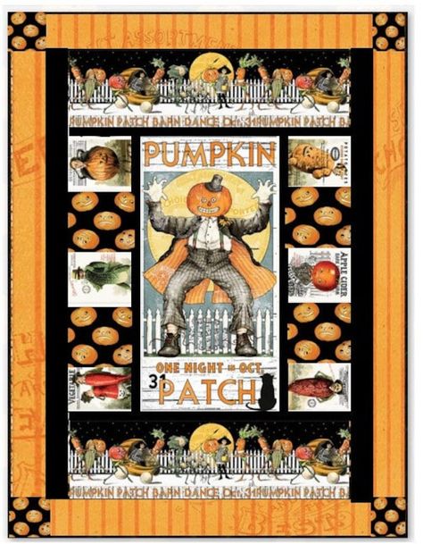 For One Night only the pumpkins will be celebrating with their Halloween Darn Dance, purchase this kit to join in the festivites. There are two kit options: Barn Dance Kit: comes with 1 Pumpkin Panel, I panel of seed packs, 1/2 yard of tossed jacks, 1 yard solid black, 1- 1/4 yards of lining stripe, and 1- 3/8 pumpkin stripe. Seed Pack Kit: comes with 1 Pumpkin Panel, I panel of seed packs, 1- 3/8 yard of tossed jacks, 1 yard solid black, and 1- 1/4 yards of lining stripe. *Binding and backing n Halloween Scrap Quilt, Halloween Panel Quilts, Halloween Quilt Panels, Textile Collage, Quilting 101, Noir Uni, Barn Dance, Fiber Art Quilts, Seed Pack