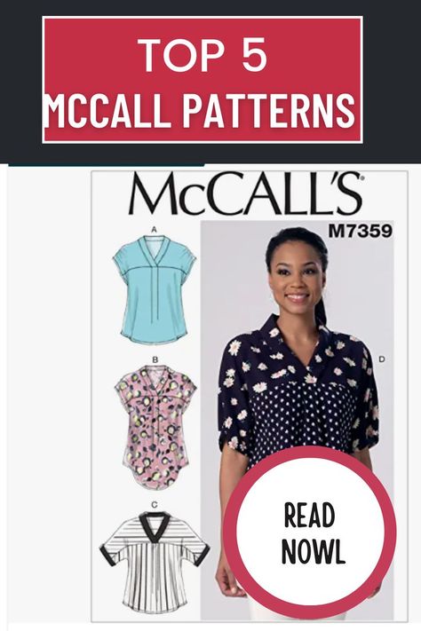 "Unlock your sewing creativity with the top 5 McCall patterns that are sure to inspire! From stunning pants to stylish tops, explore a collection of versatile patterns designed to fit your unique style. Whether you're a beginner or an experienced seamstress, these McCall patterns will bring your fashion dreams to life. Get ready to sew with flair!" Mccalls Sewing Patterns, Mccalls Patterns, Unique Style, Blouses For Women, Pattern Design, Sewing Patterns, Womens Tops, Sewing, Pattern