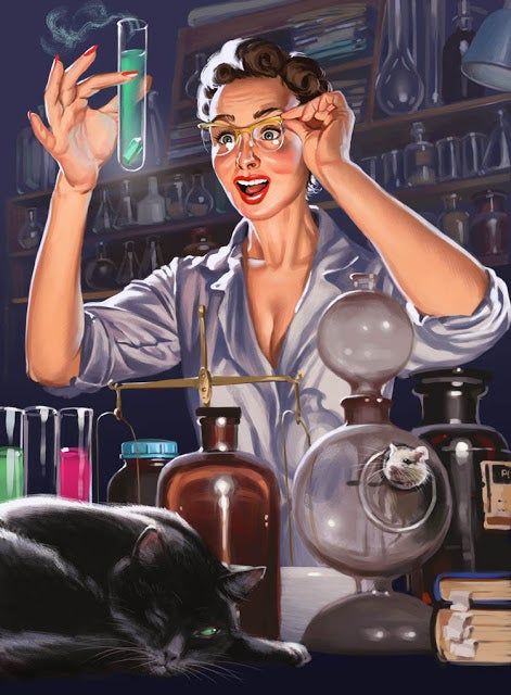 Pharmacy Art, Energy Pictures, Chemistry Art, Pin Up Girl Vintage, Pinup Art, Pin Up Art, 영감을 주는 캐릭터, Science Art, Pin Up Style