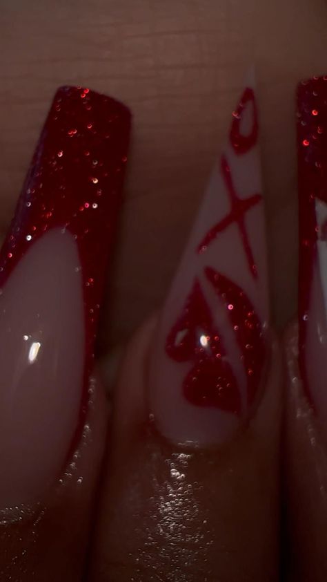 Acrylic Toe Nails, Red Acrylic Nails, Romantic Nails, Nail Designs Valentines, Valentines Day Nails, Work Nails, Dope Nail Designs, Long Acrylic Nails Coffin, Coffin Nails Long