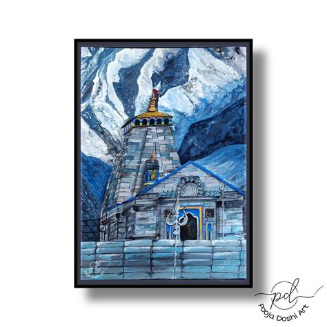 Kedarnath Temple Painting On Canvas, Kedarnath Watercolor Painting, Kedarnath Illustration, Kedarnath Temple Sketch, Kedarnath Art, Kedarnath Temple Painting, Kedarnath Temple Drawing, Kedarnath Painting, Kedarnath Drawing