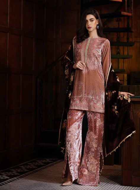 Ladies Velvet Suit, Velvet Pakistani Dress, Velvet Suit Design, Pakistan Dress, Cute Asian Fashion, Heavy Dresses, Velvet Dress Designs, Pakistani Fashion Casual, Embroidered Velvet