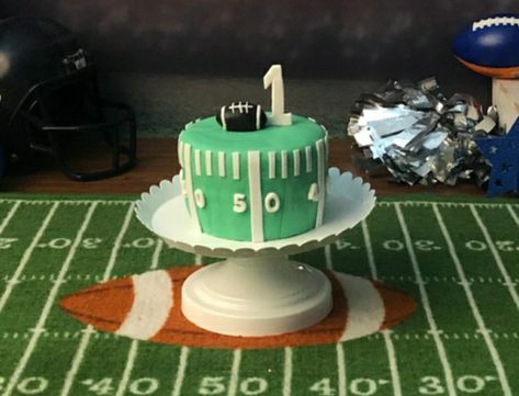 Smash Cake Football, Football Cake 1st Birthday, First Birthday Football Theme Cake, 1st Birthday Football Theme Cake, First Down Smash Cake, Football Themed Smash Cake, 1st Birthday Football Cake, Football Theme Smash Cake, First Down Birthday Cake