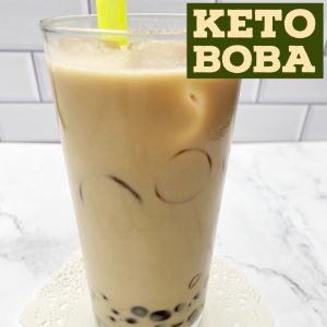 Keto Boba Milk Tea - Low Carb Drinks - Ketonia Recipes Keto Milk Tea, Keto Bubble Tea, Keto Boba, Boba Milk Tea Recipe, Gourmet Keto, Almond Milk Drinks, Keto Milk, Milk Tea Recipe, Milk Tea Boba