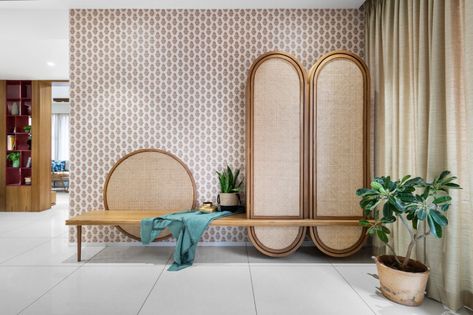 Unison of Casual Ethnic with a Bold Palette | Green Squares Design Studio - The Architects Diary Palette Green, Squares Design, Furniture Details Design, Foyer Design, Material Palette, Side Table Design, Contemporary House Design, Apartment Interior Design, Home Room Design