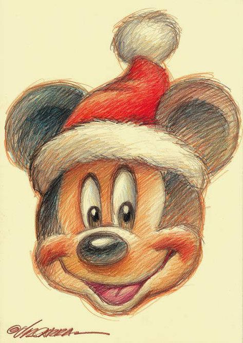 Cartoon Drawings Mickey Mouse, Mickey Mouse Christmas Drawing, Disney Christmas Drawing Easy, Mickey Mouse Characters Drawings, Disney Christmas Drawing Ideas, Disney Art Drawings Easy, Disney Christmas Drawing, Drawings Of Mickey Mouse, Christmas Drawings Art Sketch