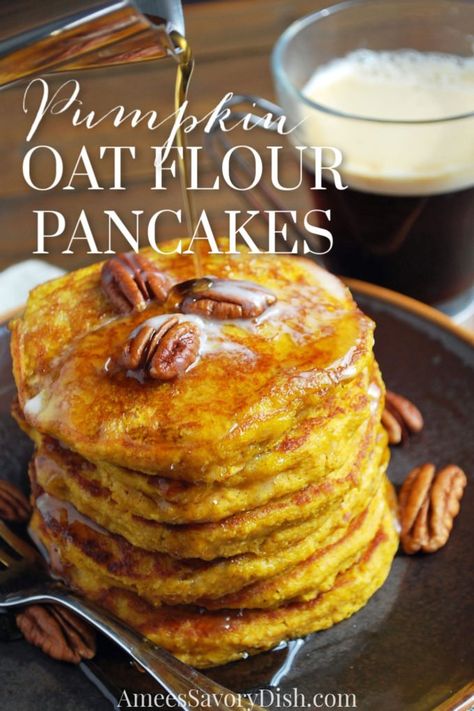 Oatmeal Pumpkin Pancakes, Pumpkin Oat Pancakes, Griddle Scones, Using Pumpkin Puree, Pumpkin Oatmeal Pancakes, Oat Flour Pancakes, Oatmeal Pumpkin, Oat Flour Recipes, Oat Milk Recipe