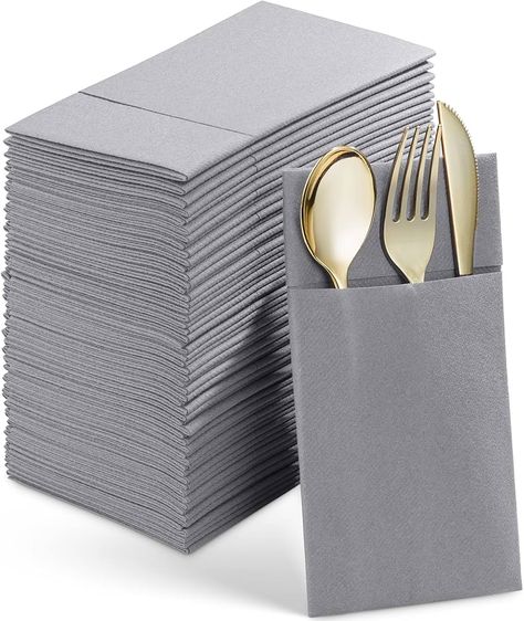 Amazon.com: Disposable Linen-Feel Dinner Napkins With Built-in Flatware Pocket, 50-Pack WOOD Prefolded Cloth Like Paper Napkins For Wedding, Dinner Or Party : Health & Household Napkins For Wedding, Paper Napkin Folding, Paper Napkins Wedding, Spa Style, Napkin Folding, Cloth Napkin, Wedding Dinner, Wedding Napkins, Household Supplies