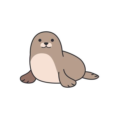 Seal cartoon doodle icon cute seal vecto... | Premium Vector #Freepik #vector Seal Cartoon Drawing, Seal Line Drawing, Cartoon Animals Cute Drawing, Easy Seal Drawing, Seal Illustration Cute, Seal Drawing Cute, Seal Doodle, Cute Seal Drawing, Seal Icon