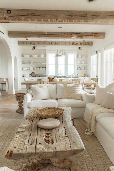 Decorating With Neutrals - 10 Important Designer Tips Neutral Coastal Decor, Oregon House, Beach House Living Room, Coastal Living Rooms, Beach House Interior, Coastal Living Room, Farmhouse Decor Living Room, Farmhouse Living Room, White Furniture