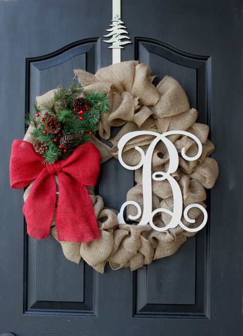 Burlap Wreath Summer wreaths for door Door by OurSentiments Decorate Door, Wreaths For, Wreaths Burlap, Making A Flower, Burlap Christmas Decorations, Tulip Basket, Summer Burlap Wreath, Etsy Wreaths, Christmas Burlap