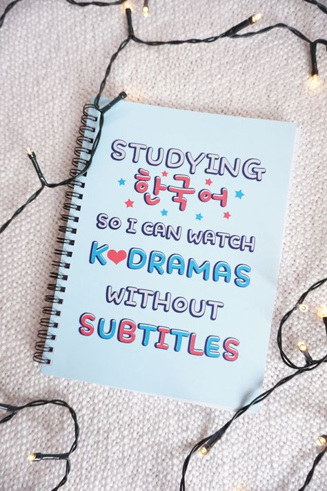 A bright blue, Kdrama-themed journal Kdrama List To Watch, Kdrama Journal Ideas, Kdrama Christmas, Kdrama Journal, Studying Korean, Aesthetic Kdrama, Kdrama List, Korean Letters, Chinese Letters