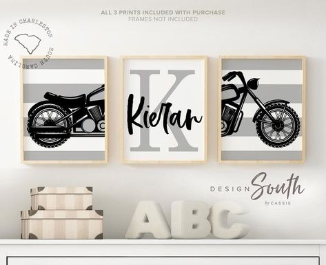 Motorcycle Nursery, Boys Wall Decor, Motorcycle Baby, Baby Boy Sprinkle, Boy Nursery Themes, Baby Boy Nursery Themes, Blue Nursery, Nursery Colors, Baby Bedroom