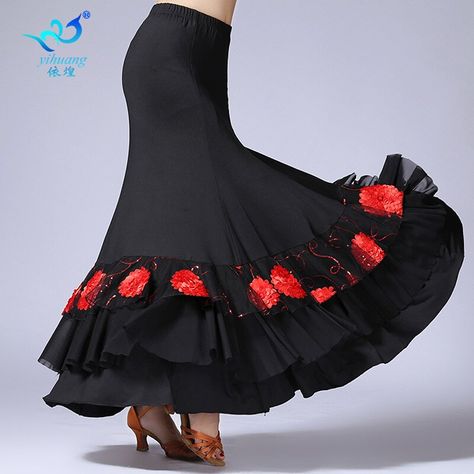 Cheap Ballroom, Buy Directly from China Suppliers:Lady Ballroom Dance Skirt Female Square Dance Suit Sequined Embroidery Performance Skirt Dance Suit Sumba Dancing Costume D-0032 Enjoy ✓Free Shipping Worldwide! ✓Limited Time Sale ✓Easy Return. Modern Ballroom, Modern Dance Dresses, Flamenco Costume, Waltz Dress, Flamenco Skirt, Womens Long Skirt, Spanish Dress, Performance Dresses, Dance Skirt