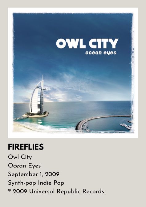 Owl City Fireflies, City Posters, Minimalistic Poster, Owl City, City Poster, Indie Pop, Synth Pop, Room Posters, Minimalist Poster