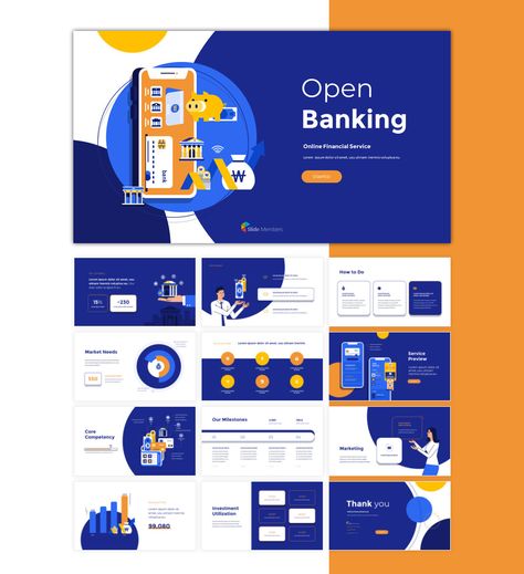 Mobile Banking Pitch Deck Infographic Design Templates. Get unlimited access to over 16,200+ presentation materials with our One year Account. Suitable for each industries. High quality, get your own editable pre-designed slides. #SlideMembers #Banking #OpenBanking #MobileBanking #FinancePPT #Pitchdeck #freepresentation #PowerpointTemplate #presentations #PPTthemes #templates #Proposal #PowerPoint #PowerPointTemplate #Infographic #Investordeck #PPTdeck #freePPT Bank Infographic Design, Powerpoint Cover Slide Design, Finance Infographic Design, Finance Presentation Design, Infographic Presentation Design, Banking Presentation, Ppt Cover Design, Cover Slide Design, Finance Presentation