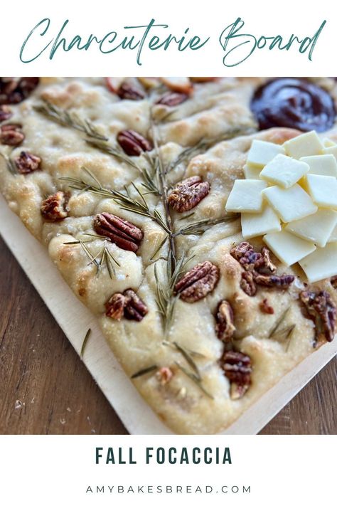 You're going to love this fall focaccia charcuterie board. It's a showstopper for your next fall gathering! Fall Focaccia, Charcuterie Board Fall, Charcuterie Party, Foccacia Bread, Homemade Apple Butter, Sourdough Starter Recipe, Spiced Pecans, Fall Gathering, Focaccia Bread