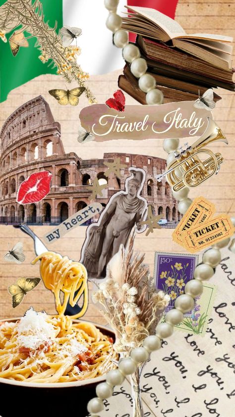 #italy #journaling #journals #romance #aesthetic #rome #butterfly #pasta #pearls #travel #life #traveler #travellife Butterfly Pasta, Romance Aesthetic, Admit One, Travel Life, Italy Travel, Travel Journal, Rome, Romance, Pasta