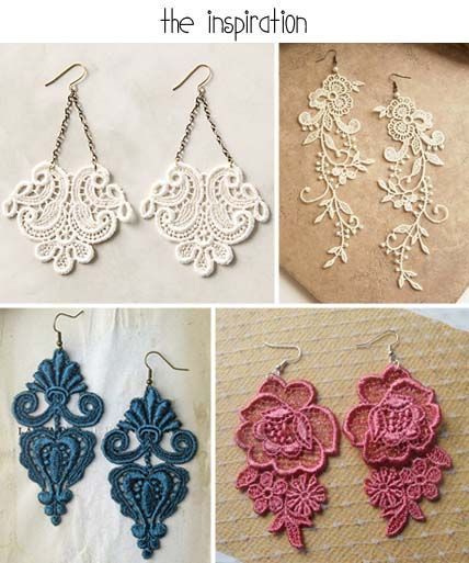 Diy Lace Earrings, Anting Manik, Accessories Necklaces, Lace Crafts, Necklaces Silver, Diy Jewlery, Diy Jewelry Inspiration, Lace Earrings, Lace Jewelry