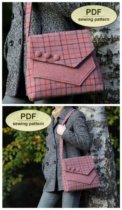 Simple Handbag, Handbag Sewing, Wool Purse, Purse Sewing, Handbag Sewing Patterns, Purse Sewing Patterns, Tweed Bag, Bag Sewing Pattern, Modern Bag