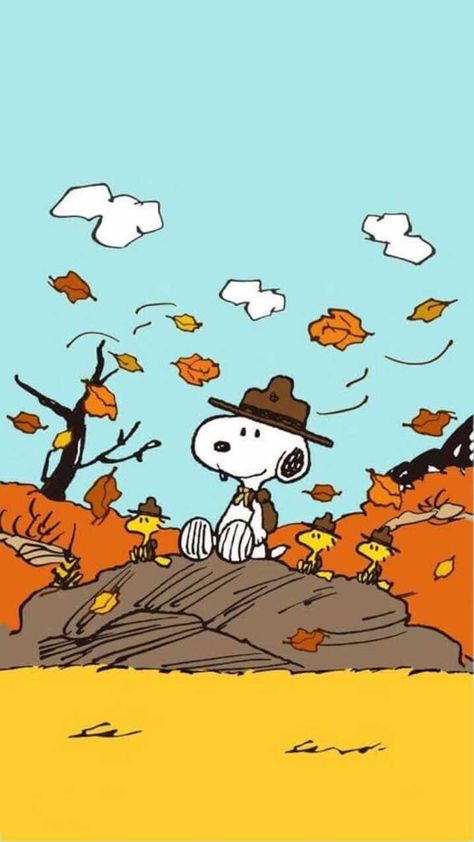 Snoopy Fall Autumn, Snoopy Thanksgiving Wallpaper, Peanuts Fall, Wallpaper Snoopy, Charlie Brown Wallpaper, Snoopy Beagle, Peanuts Wallpaper, Fall Backgrounds, Woodstock Snoopy