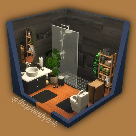 The Sims 4 Basement Ideas, Sims 4 Indoor Garden, Sims 4 No Cc Bathroom, Modern Bathroom Sims 4, Sims 4 Small Bathroom Ideas, Sims 4 Bathroom Layout, Sims 4 Bathroom Ideas Base Game, Sims 4 Small Bathroom, Sims Office Ideas