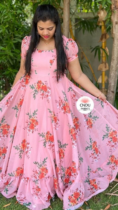 Peach Colour Gown Design, Hand Modles, Ruffle Hands For Long Frocks, Umbrella Dress Indian Pattern, Latest Long Frocks With Sarees, Hands Models For Long Frocks, Hands Designs For Long Frocks, Latest Long Frocks, Printed Long Frocks