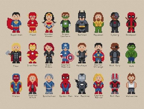 Crosstitch Ideas, Marvel Cross Stitch, Geeky Cross Stitch Patterns, Cross Stitch Fonts, Pixel Pattern, Cross Stitch Funny, Perler Patterns, Cross Stitch Patterns Free, Alpha Patterns