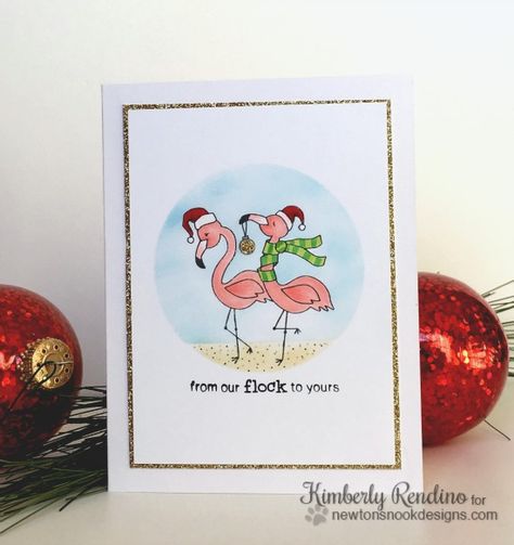 Palm Tree Christmas Cards, Flamingo Crafts, Flamingo Things, Flamingo Cards, Flamingo Craft, Seashell Christmas, Christmas Flamingo, Christmas Beach, Greeting Card Inspiration