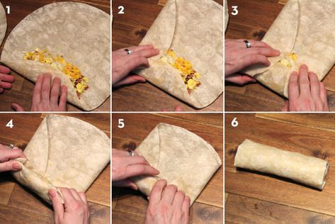 How To Fold A Breakfast Burrito Homemade Frozen Breakfast, Fold A Burrito, Team Breakfast, Breakfast Burritos Frozen, Homemade Sandwich, Homemade Ideas, Frozen Breakfast, Breakfast Burrito, Burritos Recipe