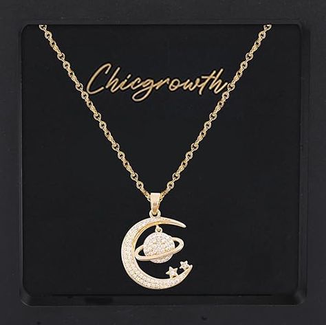 Amazon.com: Saturn Pendant Necklace for Women Girls, Gold Plated Moon Star Pendant Gold Initial Chian Necklaces Space Necklace Trendy Jewery Gift Packaging Wife Anniversary Birthday Wedding : Clothing, Shoes & Jewelry Saturn Pendant, Moon Star Pendant, Space Necklace, Necklace Packaging, Horseshoe Pendant, Necklace Trendy, Horseshoe Necklace, Wedding Clothing, Gift Inspo