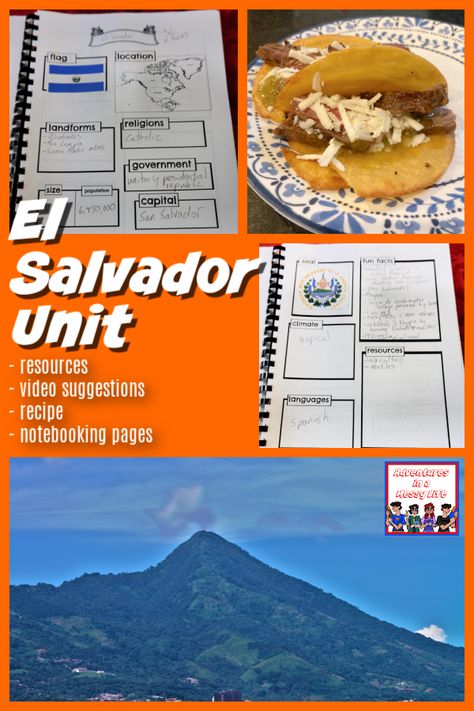 El Salvador Crafts For Kids, El Salvador Art, El Salvador Food, Salvador Food, Notebooking Pages, Country Studies, World Thinking Day, Geography Lessons, Cooking Lessons