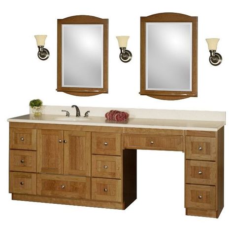 60 inch bathroom vanity single sink with makeup area - Google Search Bathroom Vanity With Makeup Area, Vanity With Makeup Area, Vanity With Makeup, Vanity Redo, Bathroom With Makeup Vanity, Vanity Shelves, Makeup Area, Best Bathroom Vanities, Small Bathroom Vanities