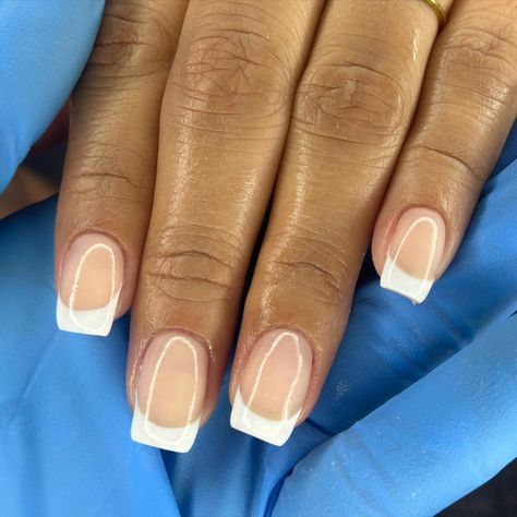 something about a crisp square nail with a french tip will always be 🤌🏻 if you know what I mean. • • #russianmanicure #luminarynailsystems #frenchtipnails Square French Tip, Square French, Square Nail, French Tip Nails, Square Nails, Nail Tips, Nail Ideas, Always Be, Manicure