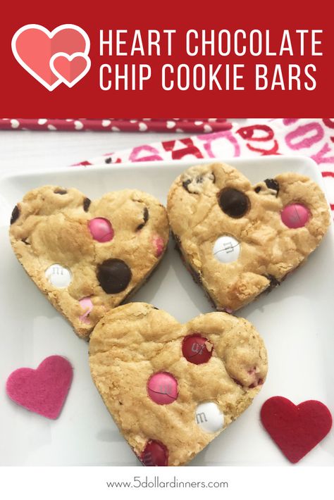 Valentine's Day Dessert! Heart Chocolate Chip Cookie Bars Chocolate Chip Cookie Bar Recipe, Valentines Recipes Desserts, Plain Cookies, Heart Chocolate, Valentines Baking, Heart Shaped Chocolate, Why Bother, Valentine Desserts, Chocolate Chip Cookie Bars