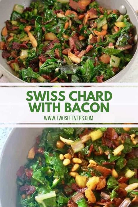 Side Dishes Low Carb, Cooking Swiss Chard, Swiss Chard Recipe, Swiss Chard Recipes Easy, Rainbow Chard Recipes, Keto Side Dish, Recipe With Bacon, Sausage Soup Recipes, Swiss Chard Recipes