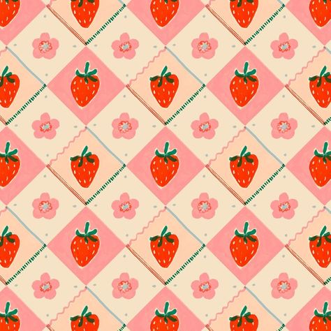 Samantha Johnson (@samanthajohnsonillustration) • Instagram photos and videos Strawberry Coquette, Strawberry Stuff, Repeating Pattern Design, Strawberry Fields Forever, Color Illustration, Dog Branding, Shop Art Prints, Strawberry Fields, Cute Patterns Wallpaper