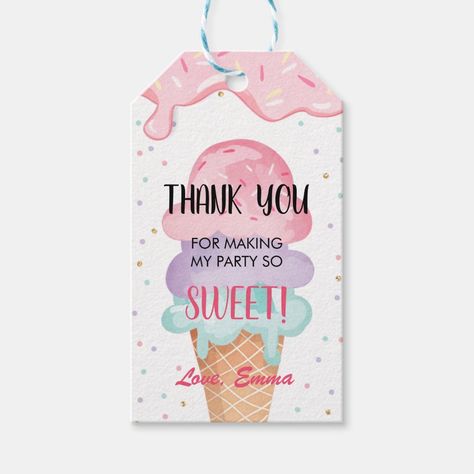 Ice Cream Favor Tags Birthday Pink Girl Ice Cream Editable Blank Ice Cream Favor, Ice Cream Birthday Party Theme, Ice Party, Pink Ice Cream, Ice Cream Birthday Party, Ice Cream Theme, Custom Ribbon, Ice Cream Birthday, Ice Cream Party