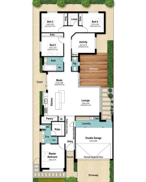 One Floor House Plans, Single Storey House Plans, Open Floor House Plans, Narrow House Plans, Narrow Lot House, One Storey House, Narrow Lot House Plans, Basement House Plans, Little House Plans