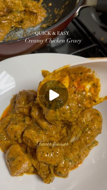 Farha Abnaaz on Instagram: "Easy Creamy Chicken Gravy in 30 mints.

Follow for more recipes @farahs_flavours 

Ingredients 
Butter 2 tbspn
Chicken 800 gm
Garlic crushed 1tbspn
Lemon juice 1tbspn
Tomato puree 1 cup
Chilly powder 1 tspn
Turmeric 1/2 tspn
Garam masala 1/2tspn
Pepper powder 1/2tspn
Chicken tikka masala 1tspn
Salt
Fresh cream 1cup
.
.
.
.
.
.
.
.
.
.

.
.
.
.

.
.
.
#easyrecipes #chickengravy #creamychicken #chickenrecipe #easyrecipe #dinnerecipes #cooking #recipeideas #reelsrecipe #recipe #foodies #tasteofindia #reelskerala #cookingvideo #chickendinner #reelsinstagram #reelfood #reelitfeelit #reelkarofeelkaro" Creamy Chicken Gravy, Cream Gravy Recipe, Easy Creamy Chicken, Chicken Gravy Recipe, Cream Gravy, Chicken Fresh, Tomato Puree, Chicken Gravy, Gravy Recipe