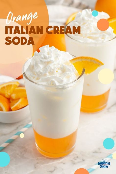 Italian Cream Soda Recipe, Cream Soda Recipe, Orange Simple Syrup, Italian Cream Soda, Pina Colada Smoothie, Homemade Soda, Italian Cream, Fountain Drink, Italian Soda