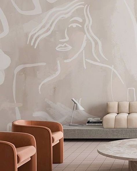 Soooo in 🧡🧡🧡🧡 with this @dropitmodern wallpaper! ⠀⠀⠀⠀⠀⠀⠀⠀⠀ ⠀⠀⠀⠀⠀⠀⠀⠀⠀ #midcityinteriors #wallpaper #interiordesign Design Interior Modern, Bohemian Style Home, Glamorous Bathroom Decor, Interior Boho, Interior Design Minimalist, Wallpaper Macbook, Modern Mural, Wallpaper Interior Design, Interior Design Per La Casa