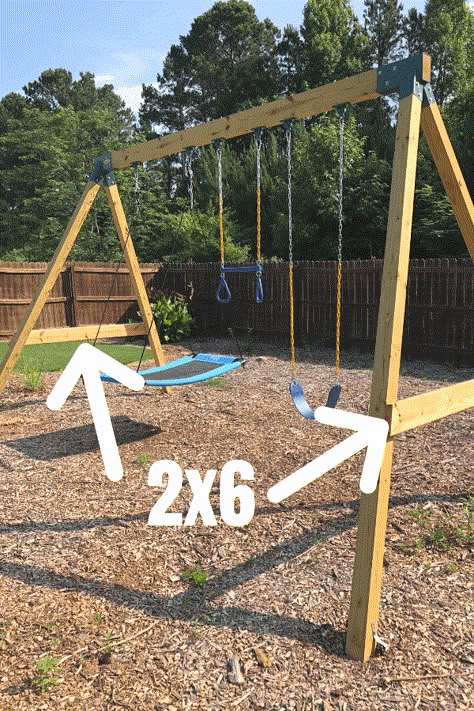 Diy Swingset Plans How To Build, Diy Swing Set With Slide, Swingset Plans Diy, Adult Swing Set Diy, Diy Swing Frame, Homemade Playground, Diy Swingset, Homemade Swing Set, Diy Swing Set